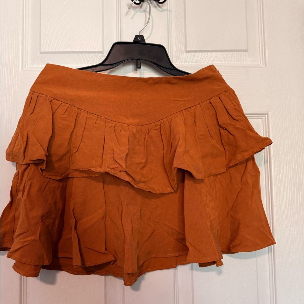 Forever 21 Rust Orange Tiered Ruffle Mini Skirt